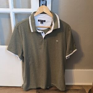 Michael Kors Olive Polo Shirt with White Accents